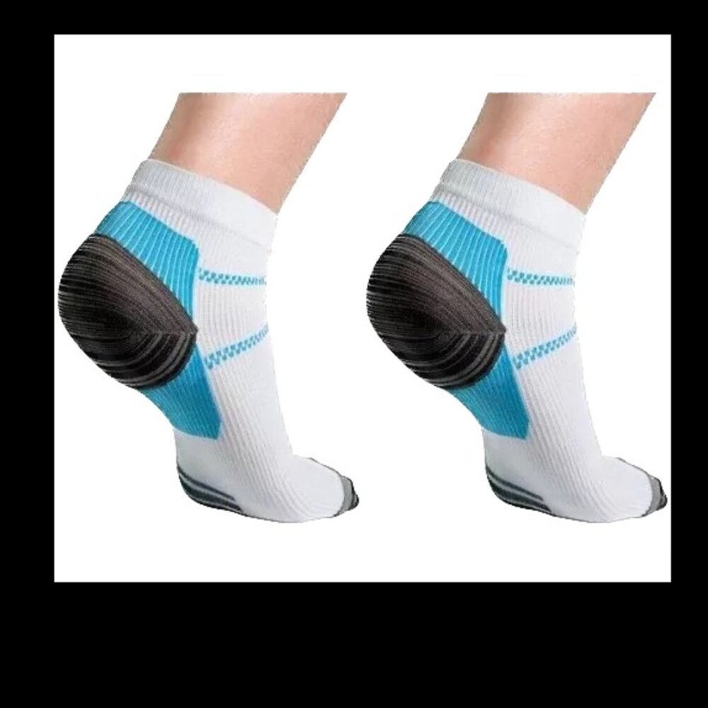 Unisex Milano 1 Pair Compression Plantar Fasciitis Socks L/XL White/Blue/Black